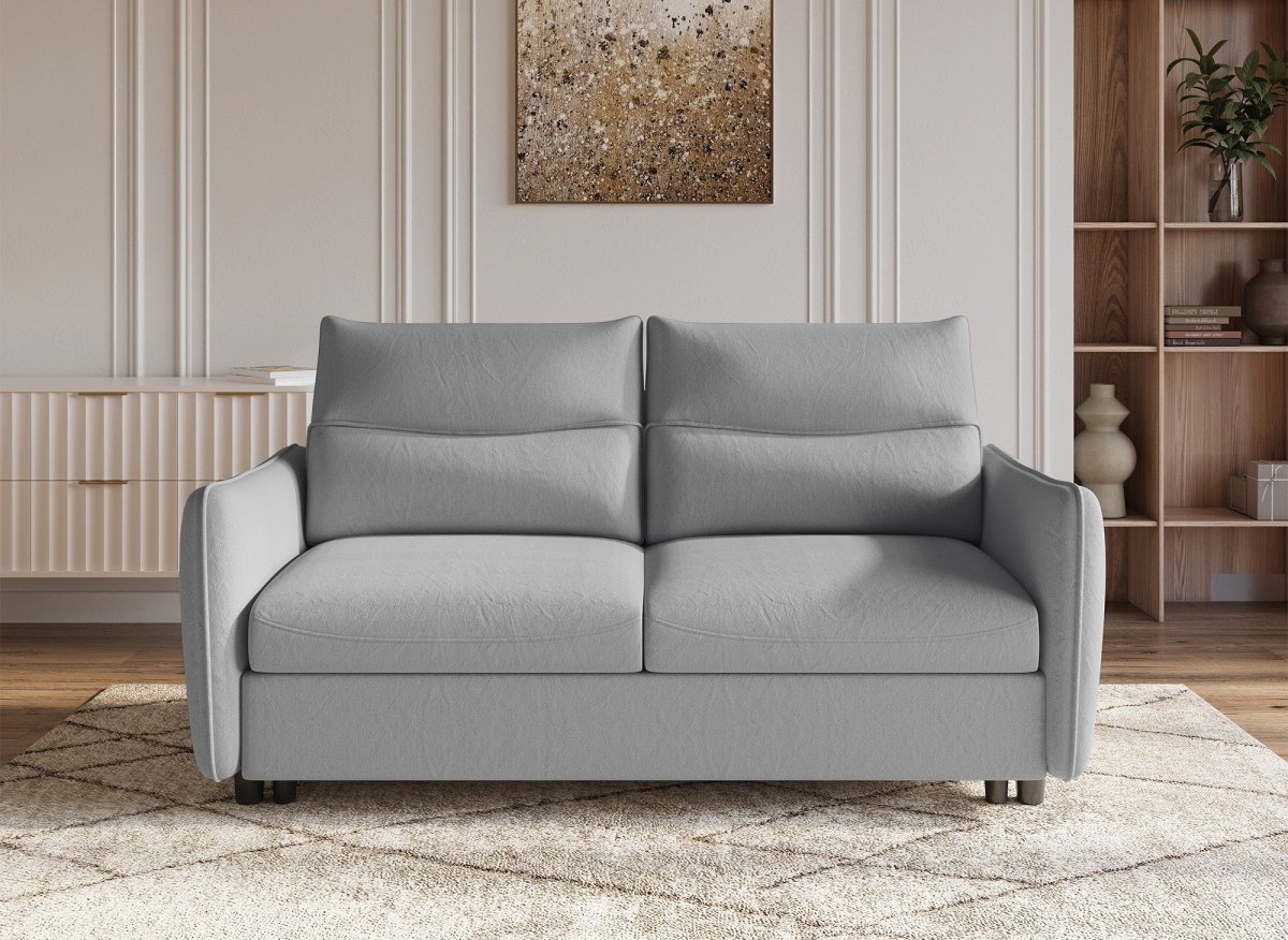 Canapé convertible 3 places en tissu gris clair ZADIG - DécoInParis