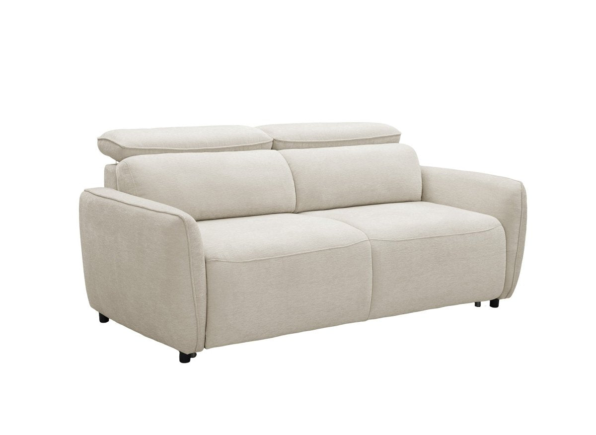 Canapé convertible express 3 places en tissu texturé beige JACINTHE - DécoInParis