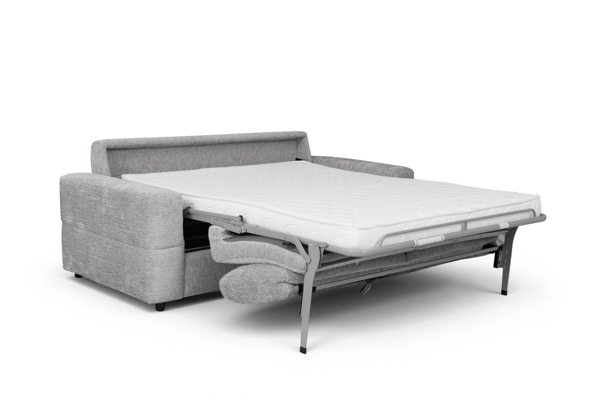 Canapé convertible express 3 places en velours chiné gris clair AMAURY - DécoInParis