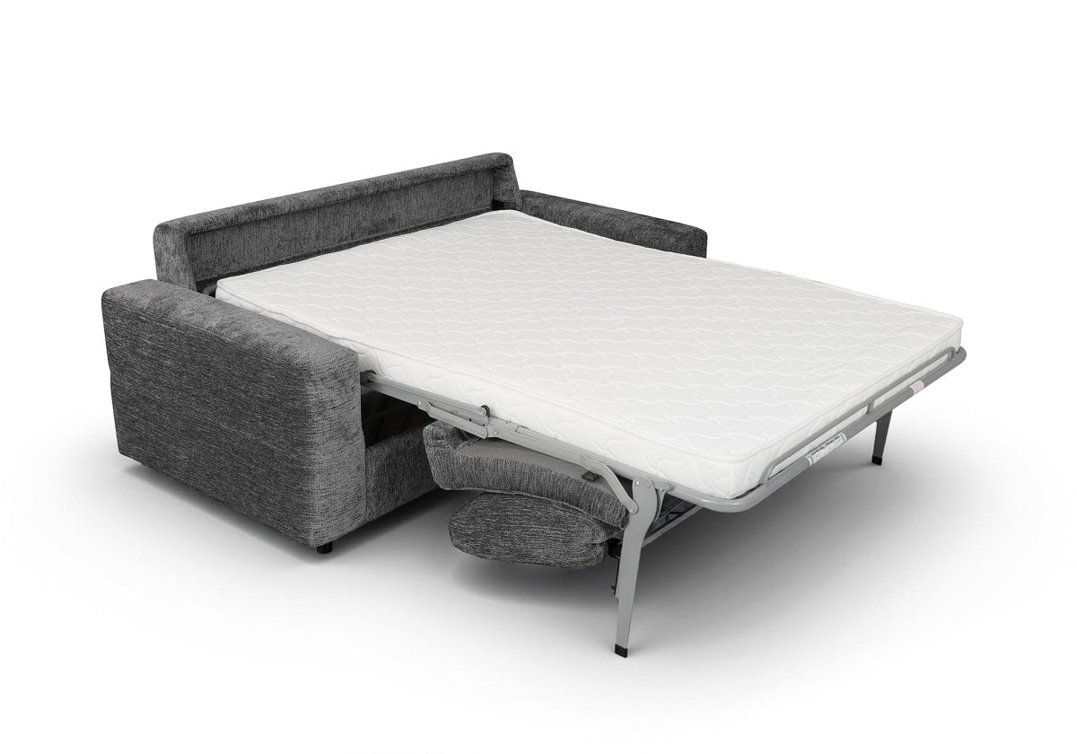 Canapé convertible express 3 places en velours chiné gris foncé AMAURY - DécoInParis