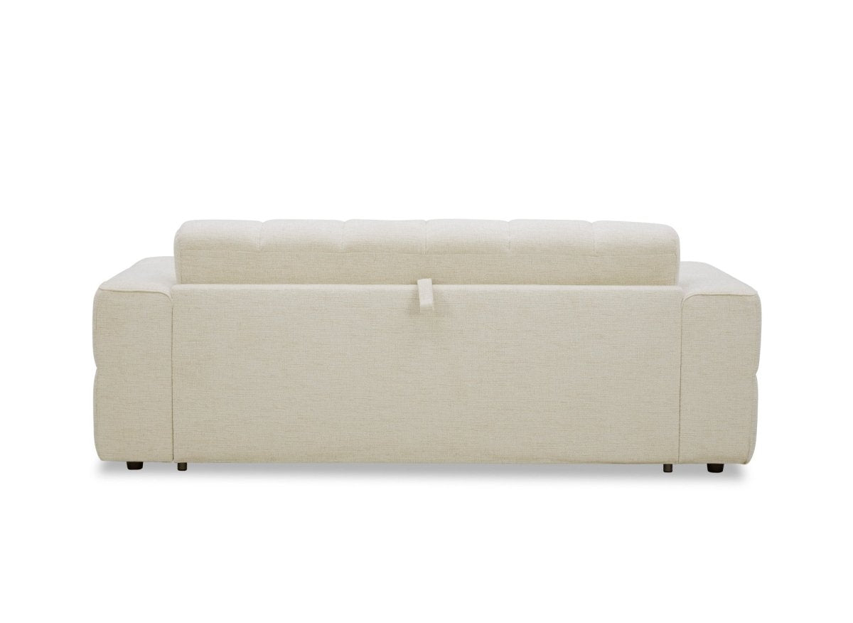 Canapé convertible express 3 places en velours texturé beige BASILE - DécoInParis
