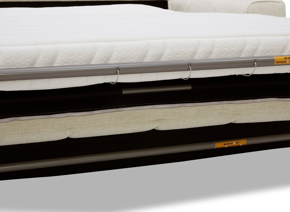 Canapé convertible express 3 places en velours texturé beige BASILE - DécoInParis