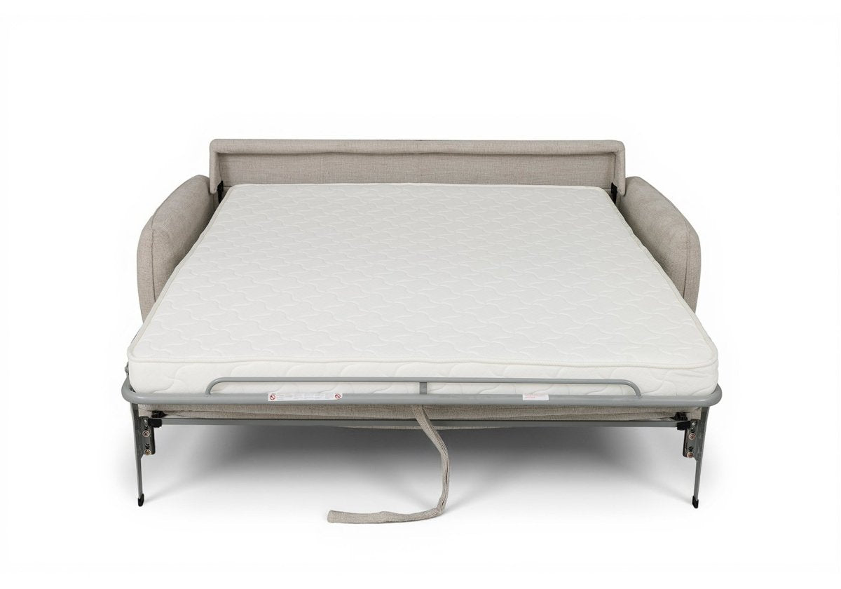 Canapé convertible express 3 places en velours texturé beige CHIARA - DécoInParis
