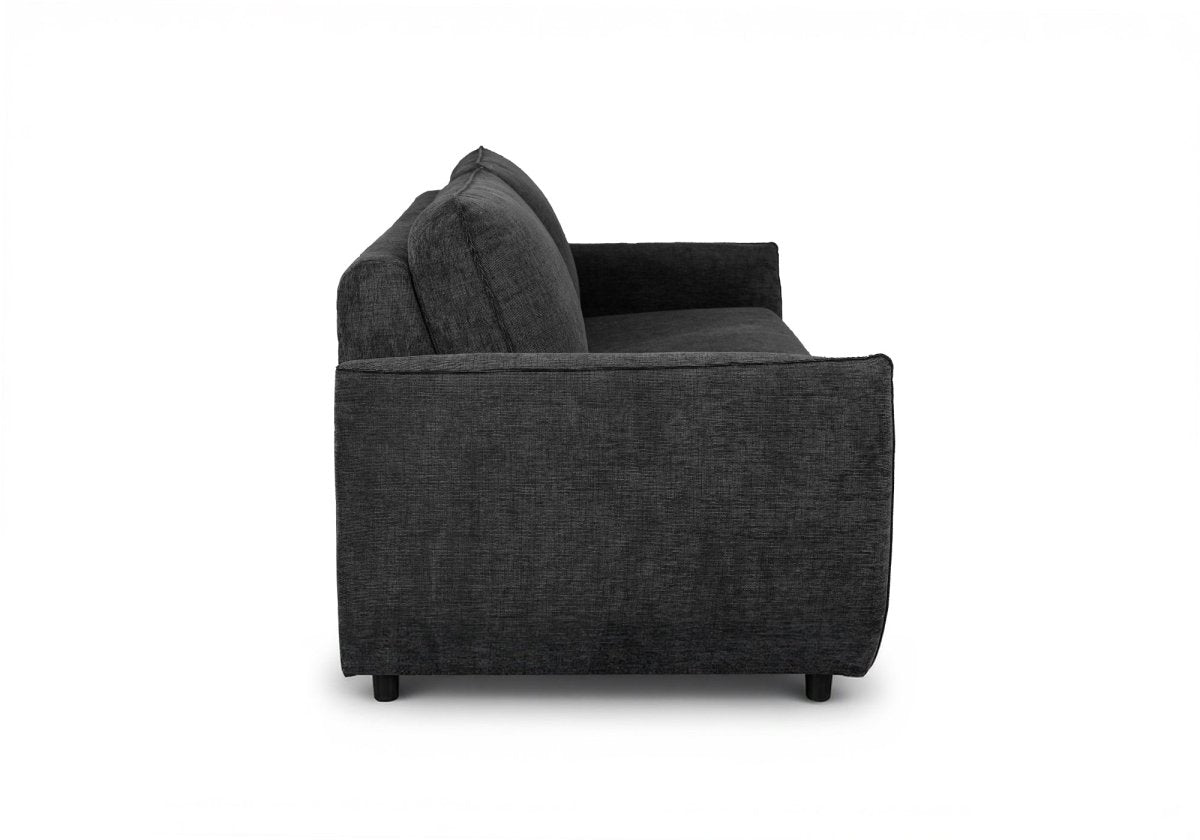 Canapé convertible express 3 places en velours texturé gris foncé CHIARA - DécoInParis