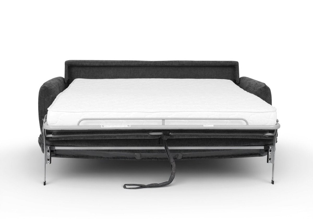 Canapé convertible express 3 places en velours texturé gris foncé CHIARA - DécoInParis