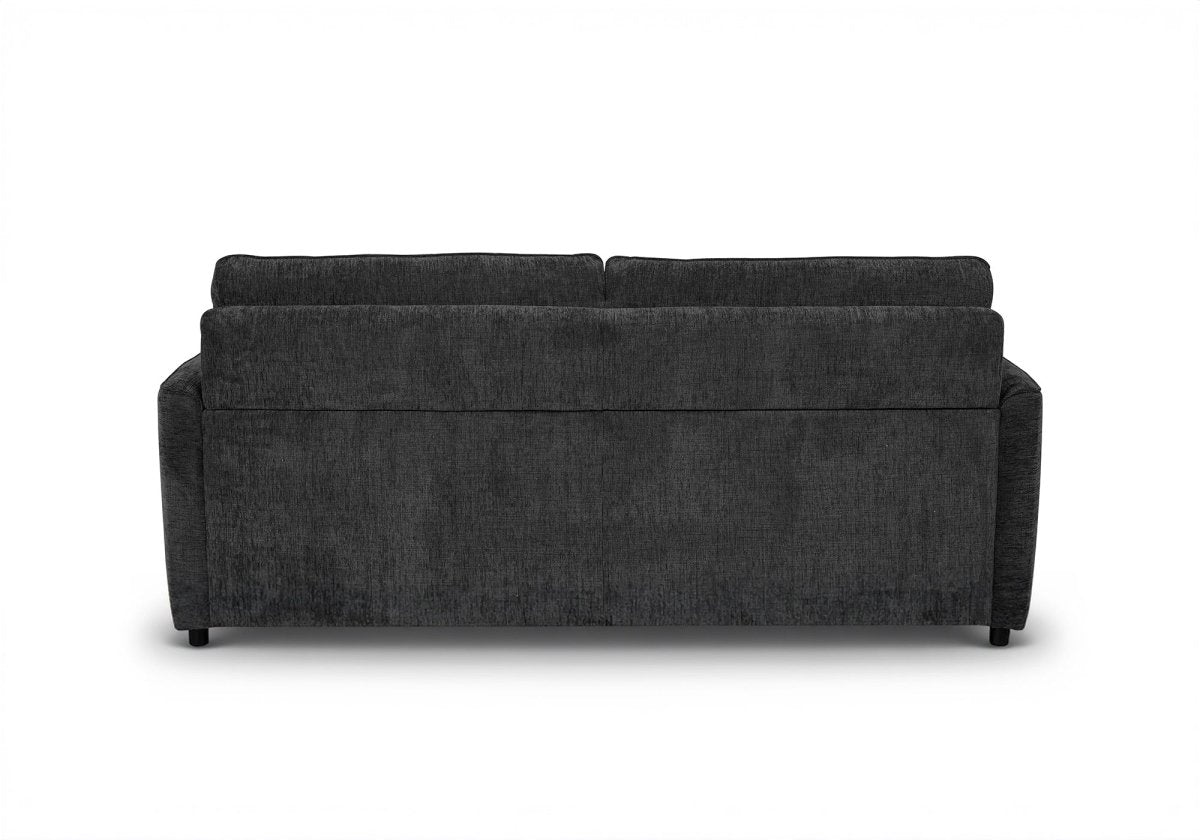 Canapé convertible express 3 places en velours texturé gris foncé CHIARA - DécoInParis