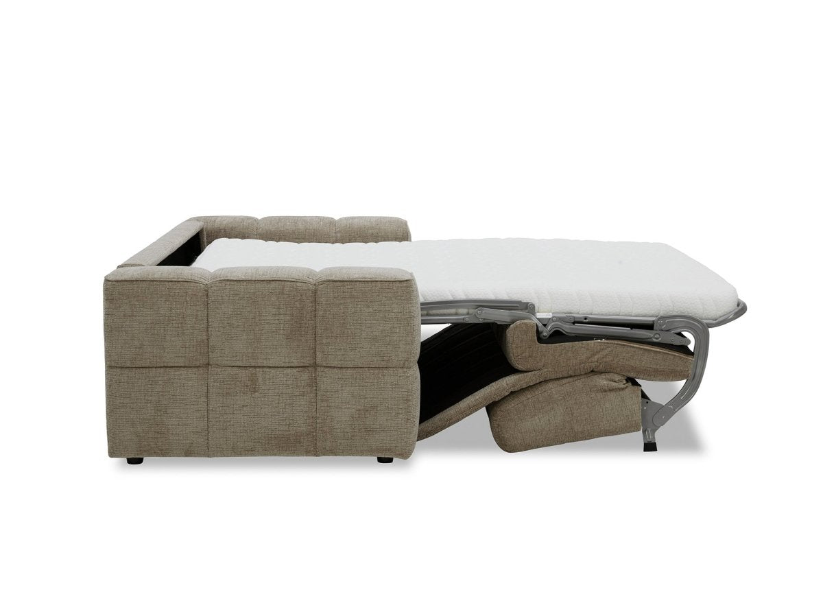 Canapé convertible express 3 places en velours texturé taupe BASILE - DécoInParis
