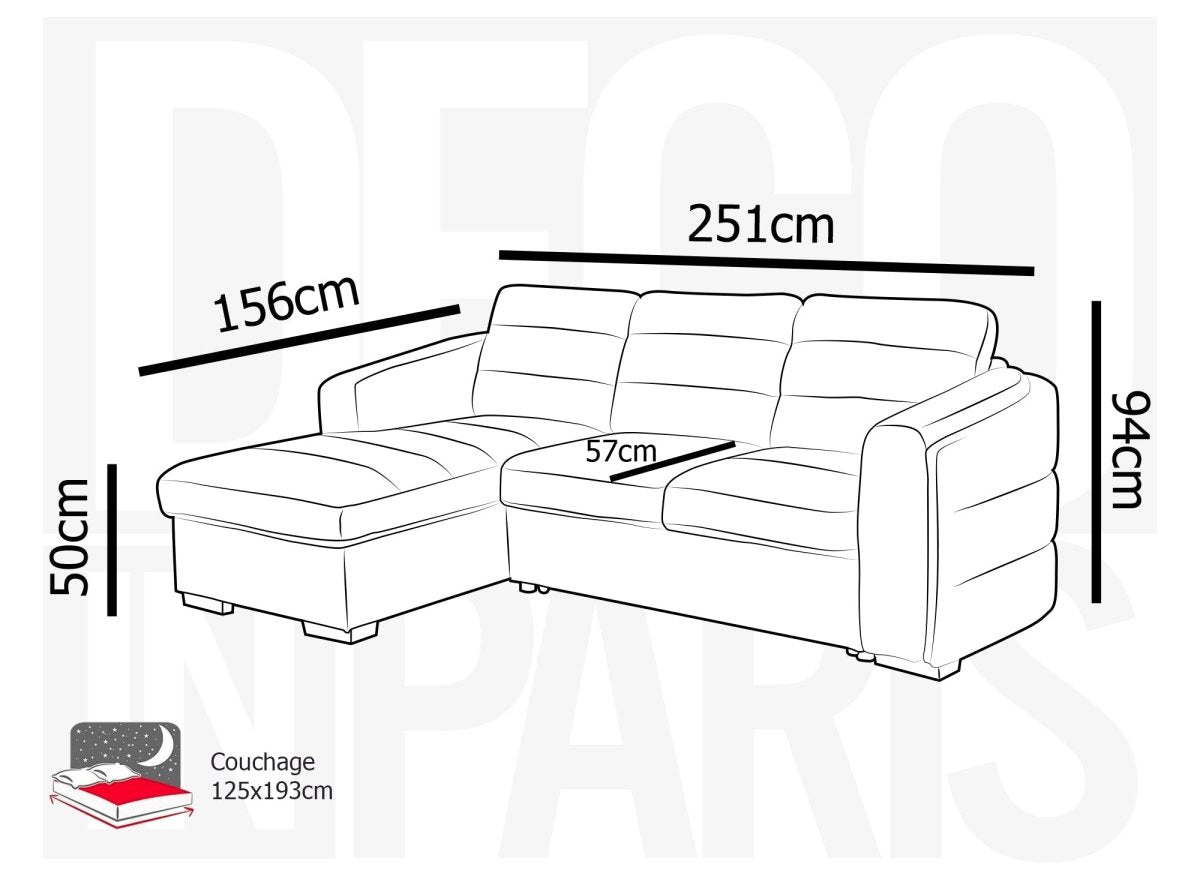 Canapé d'angle convertible avec coffre en tissu bouclette gris clair CALANDRA - Angle gauche - DécoInParis