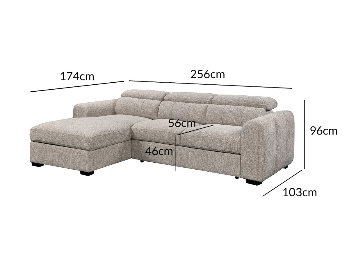 Canapé d'angle convertible avec coffre en tissu bouclette taupe NAOMI -Angle gauche - DécoInParis