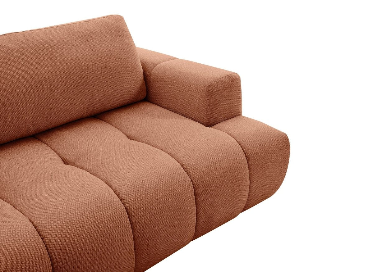 Canapé d'angle convertible avec coffre en tissu terracotta HAVEN - Angle gauche - DécoInParis