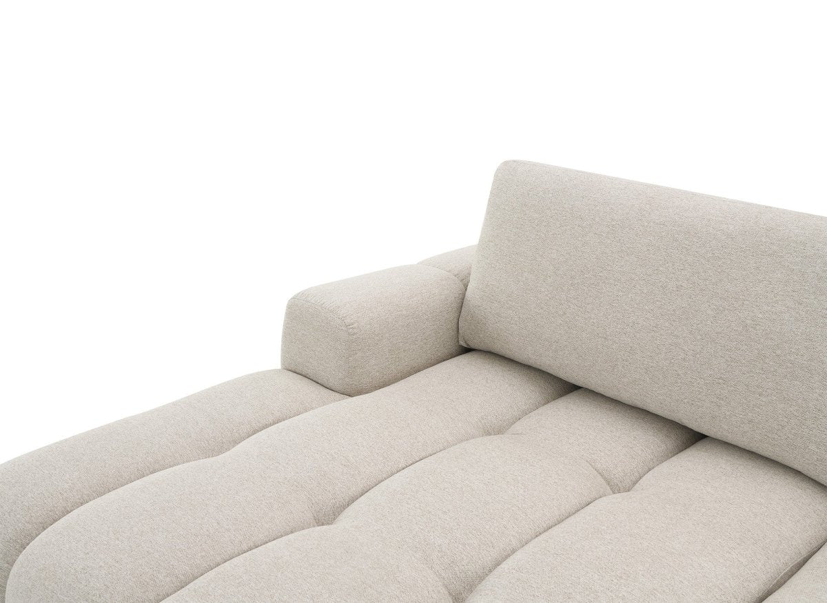Canapé d'angle convertible avec coffre en tissu texturé beige BERENICE - Angle gauche - DécoInParis