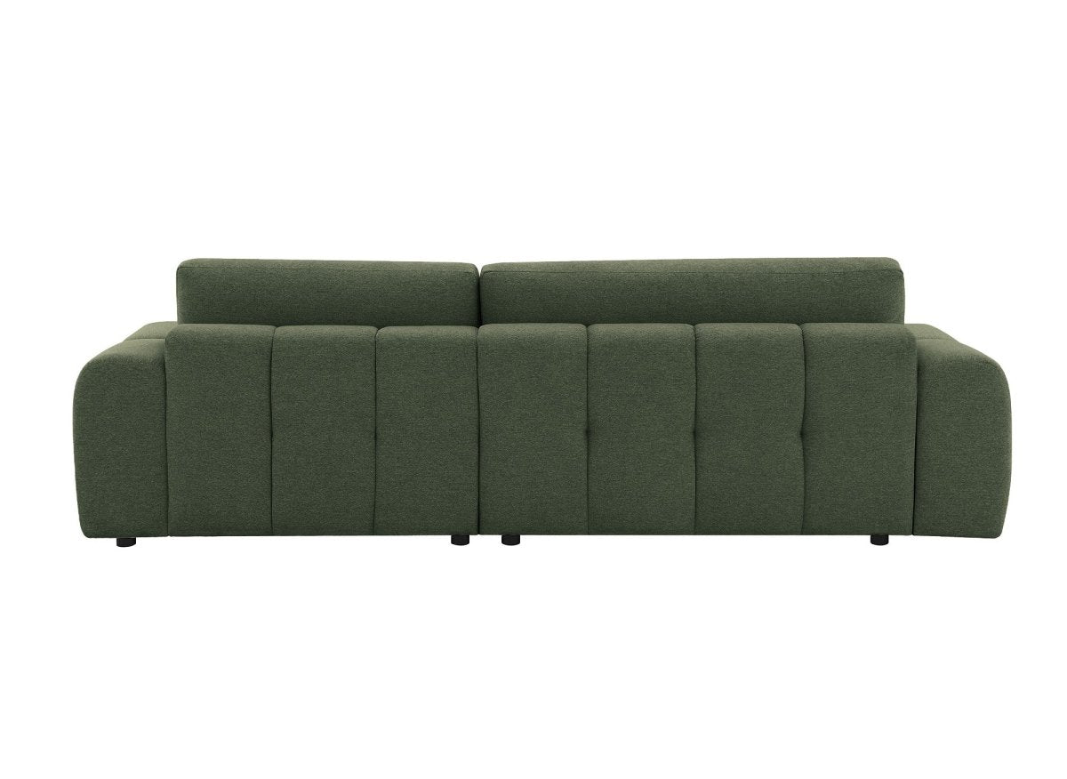 Canapé d'angle convertible avec coffre en tissu texturé vert olive BERENICE - Angle droit - DécoInParis