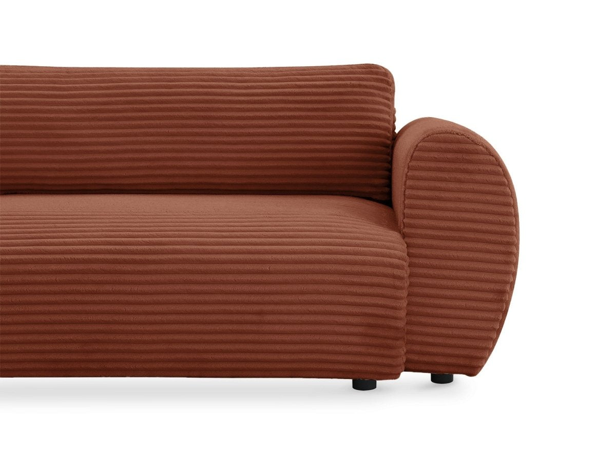 Canapé d'angle convertible avec méridienne et coffre en gros côtelé terracotta TILDA - Angle gauche - DécoInParis