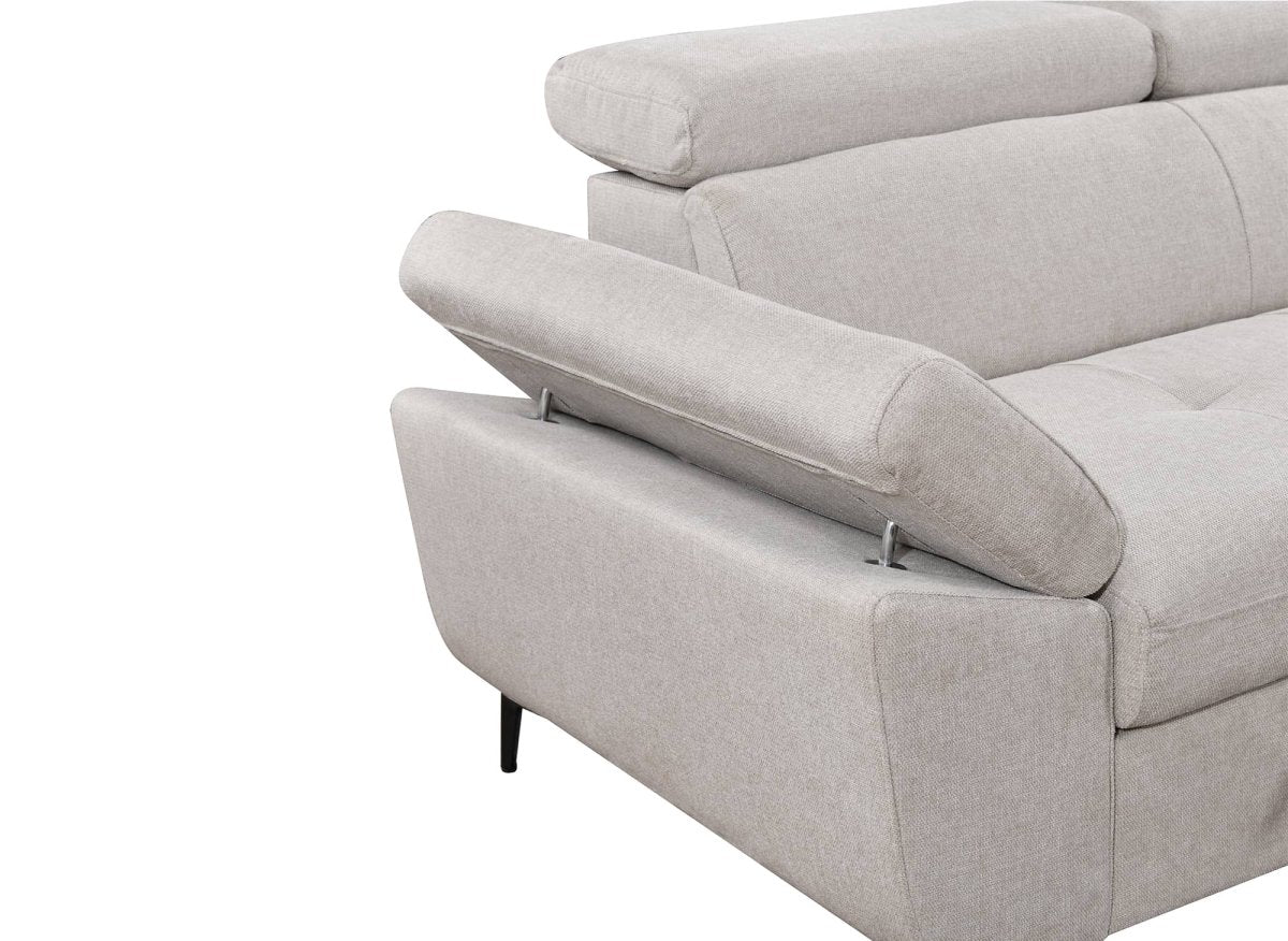 Canapé d'angle convertible en tissu beige MONICA - Angle droit - DécoInParis