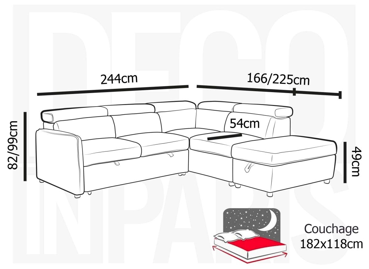 Canapé d'angle convertible en tissu beige NAIROBI - Angle droit - DécoInParis
