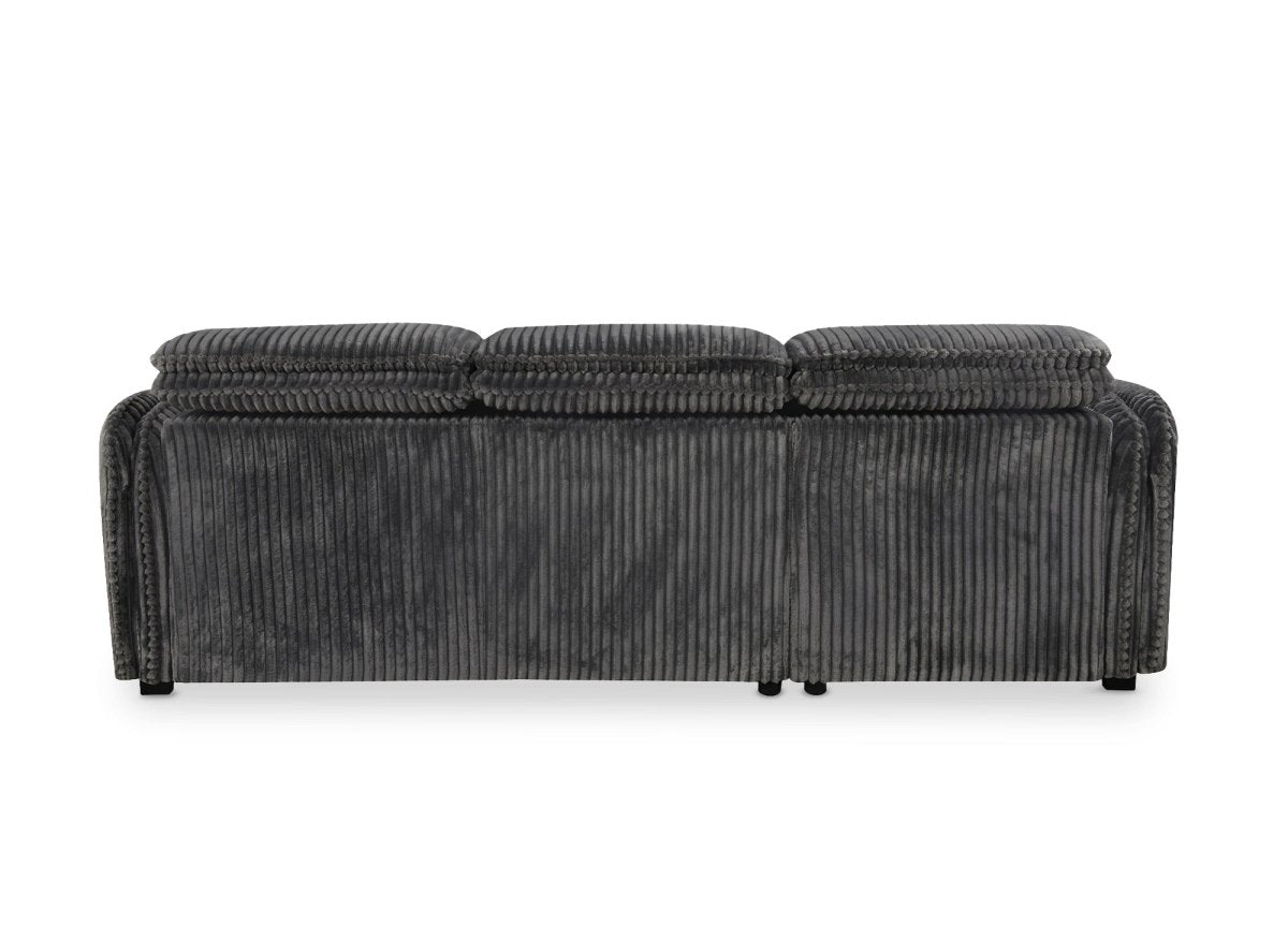 Canapé d'angle convertible en velours côtelé épais gris ISABELLA - Angle gauche - DécoInParis