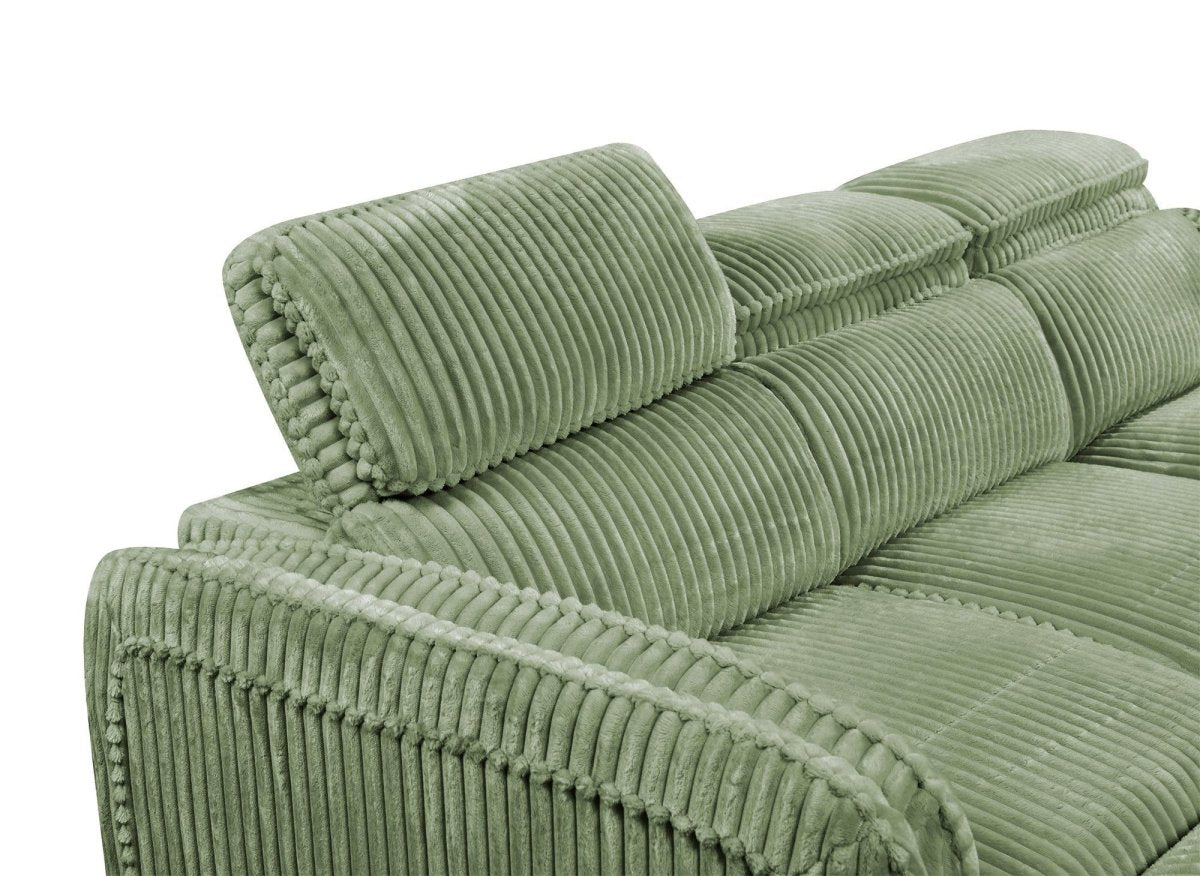 Canapé d'angle convertible en velours côtelé épais vert clair ISABELLA - Angle droit - DécoInParis