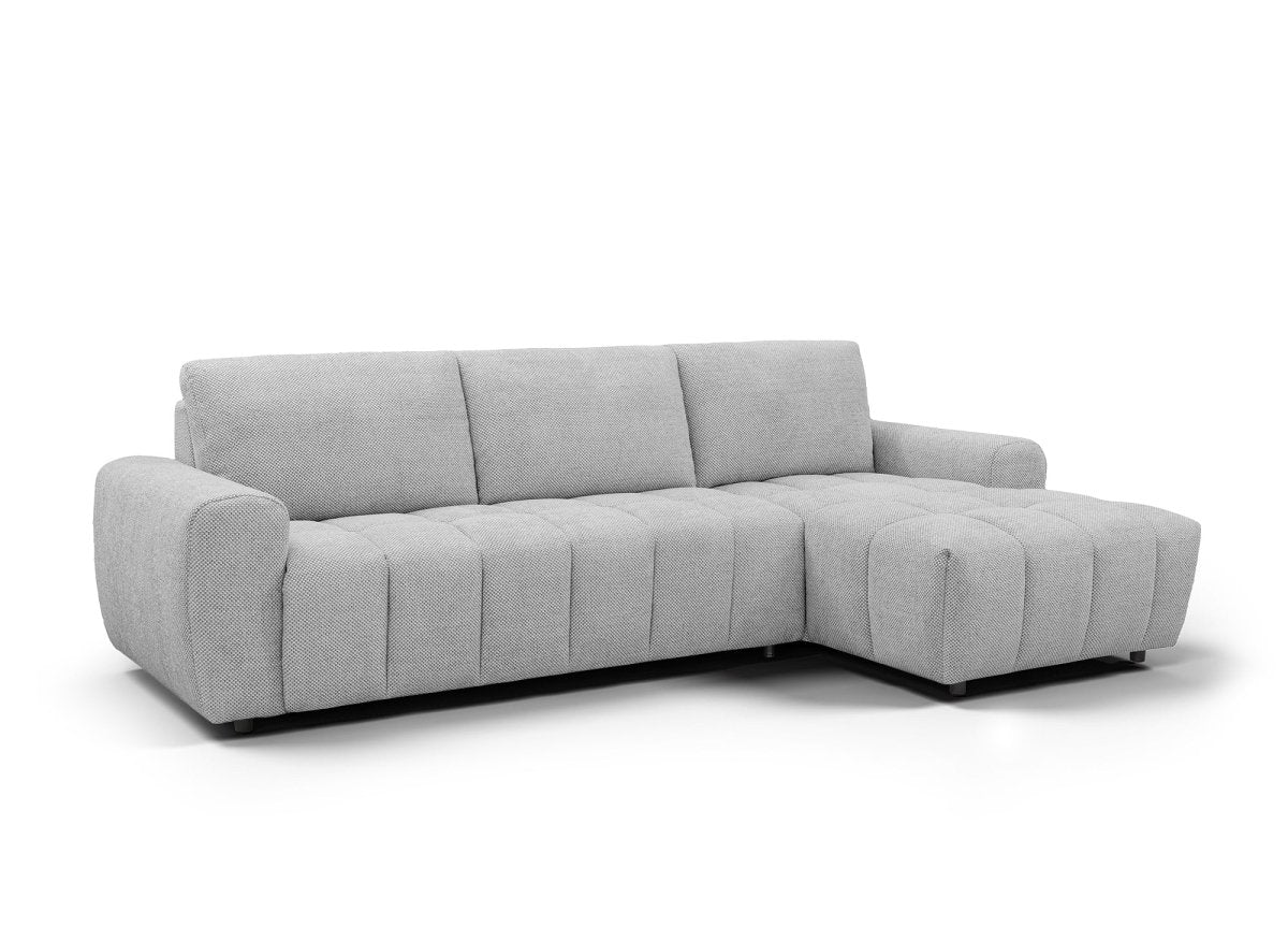 Canapé d'angle convertible ouverture express en tissu gris AGATHE - Angle droit - DécoInParis