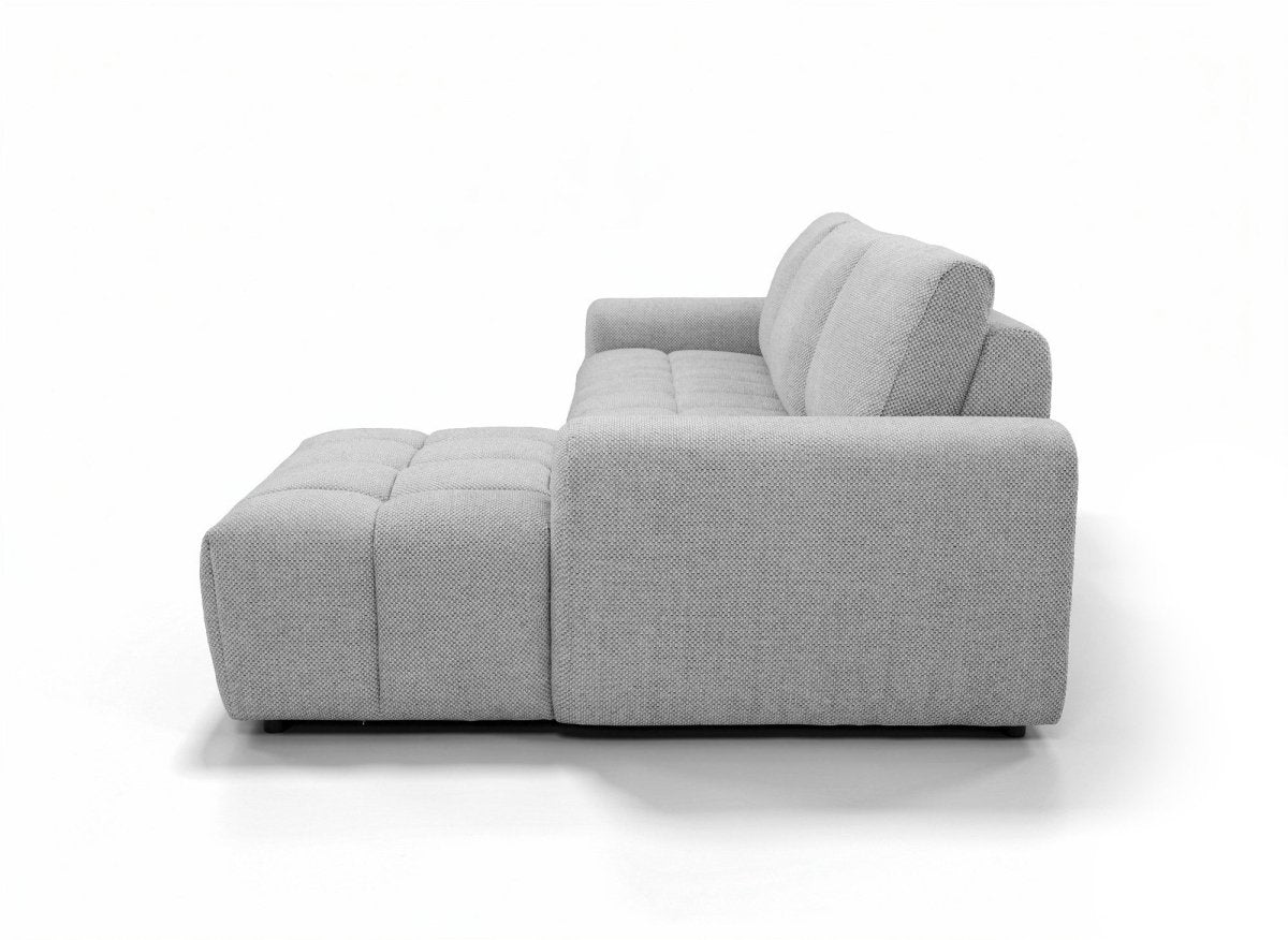 Canapé d'angle convertible ouverture express en tissu gris AGATHE - Angle droit - DécoInParis