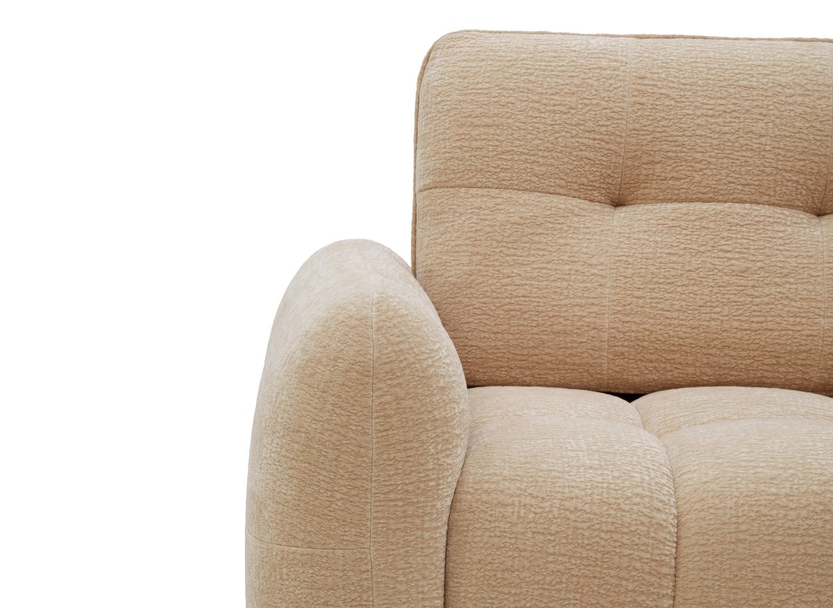 Canapé d'angle en velours tissé beige avec dossier réglable ADONIS - Angle droit - DécoInParis