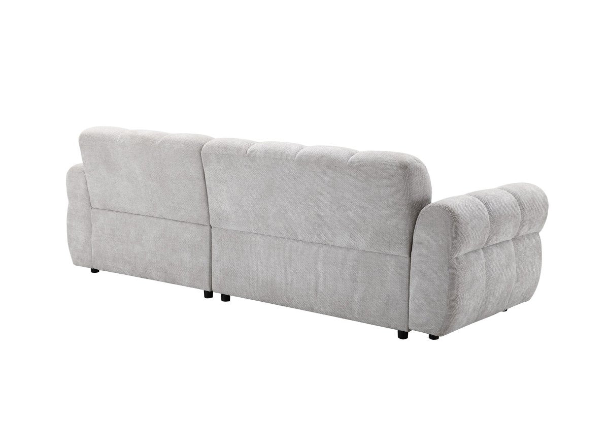 Canapé d'angle fixe en velours texturé gris clair JAROD - Angle droit - DécoInParis