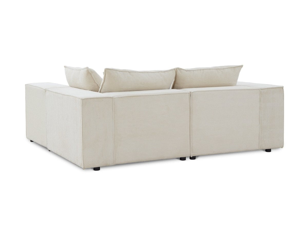 Canapé d'angle modulable en velours côtelé épais beige HARLEM - DécoInParis