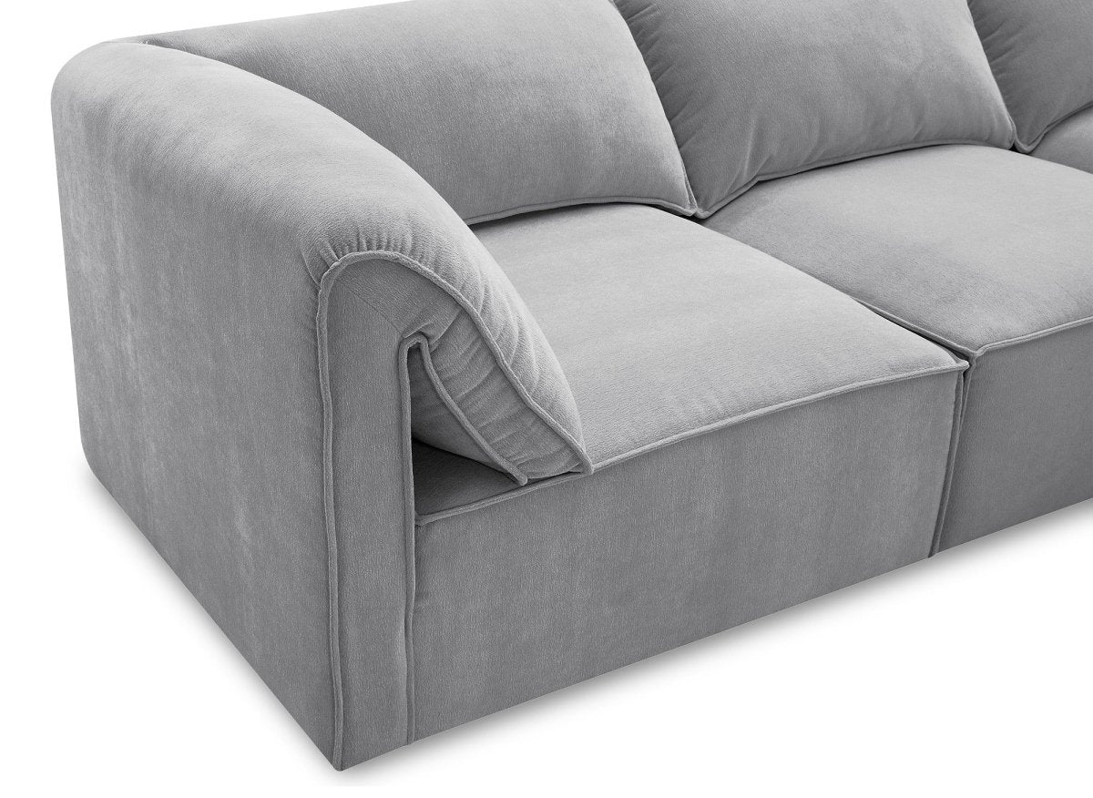 Canapé d'angle modulable en velours gris HARINA - DécoInParis