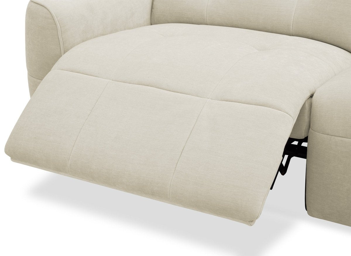 Canapé d'angle relax électrique en tissu beige FERDINAND - Angle droit - DécoInParis