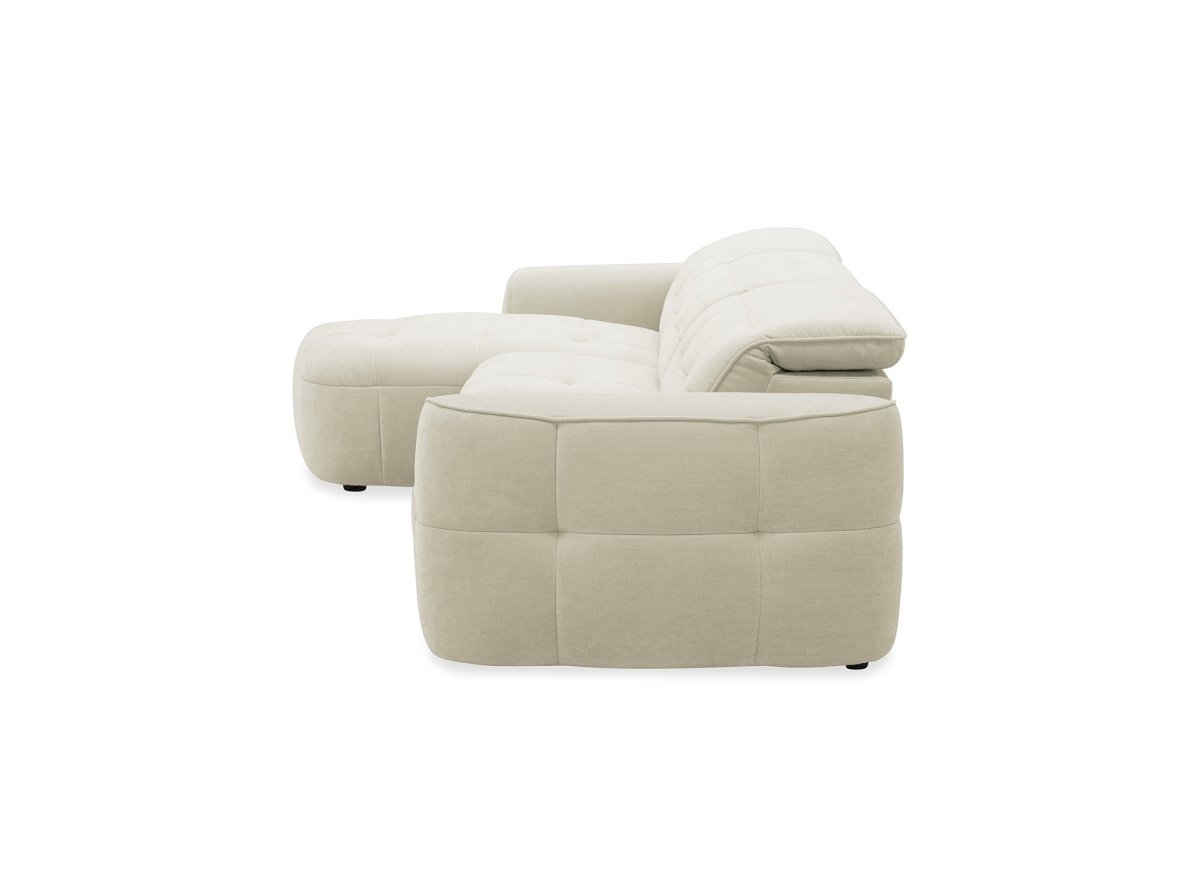 Canapé d'angle relax électrique en tissu beige FERDINAND - Angle gauche - DécoInParis