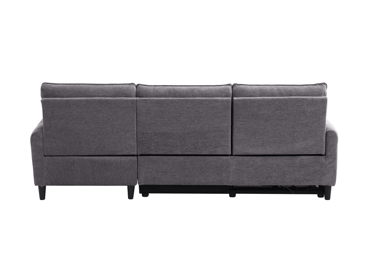 Canapé d’angle relax électrique en tissu gris foncé LUDMILA - Angle droit - DécoInParis