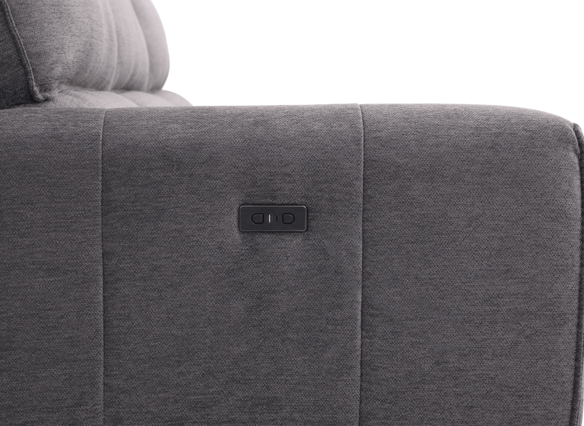 Canapé d’angle relax électrique en tissu gris foncé LUDMILA - Angle droit - DécoInParis