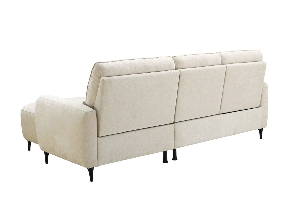 Canapé d'angle relax électrique en tissu texturé beige LAHYS - Angle droit - DécoInParis