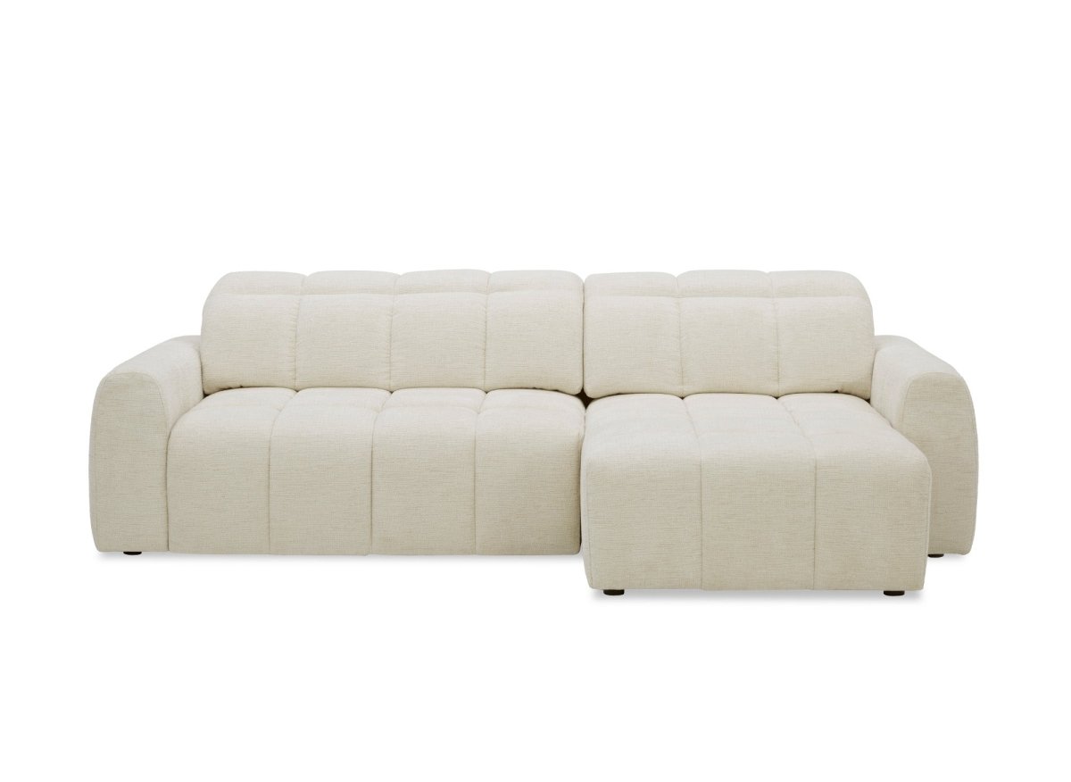 Canapé d'angle relax électrique en velours chiné beige DANIA - Angle droit - DécoInParis