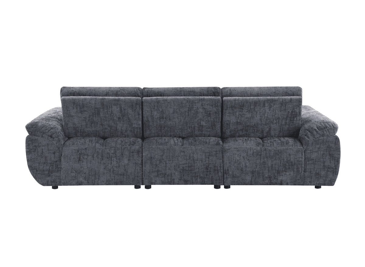 Canapé d’angle relax électrique en velours chiné gris ALPES - Angle gauche - DécoInParis