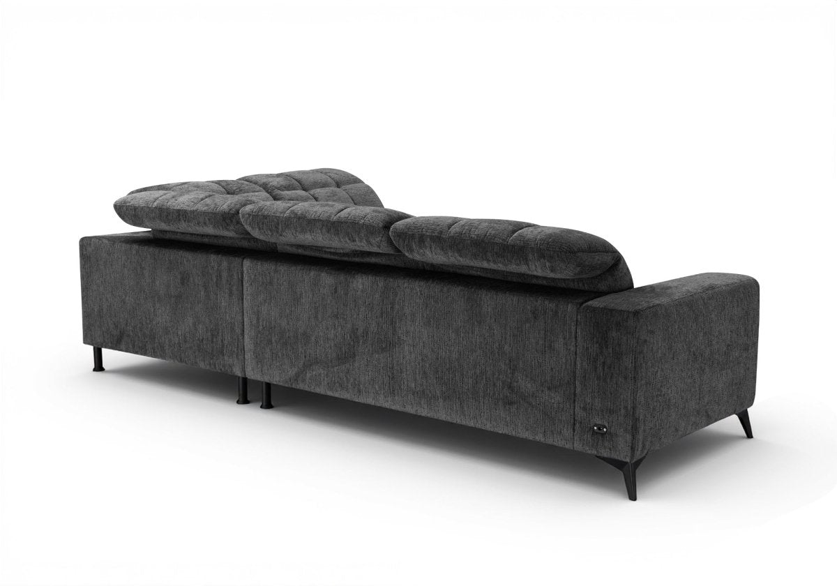 Canapé d'angle relax électrique en velours chiné gris ALVAR - Angle droit - DécoInParis