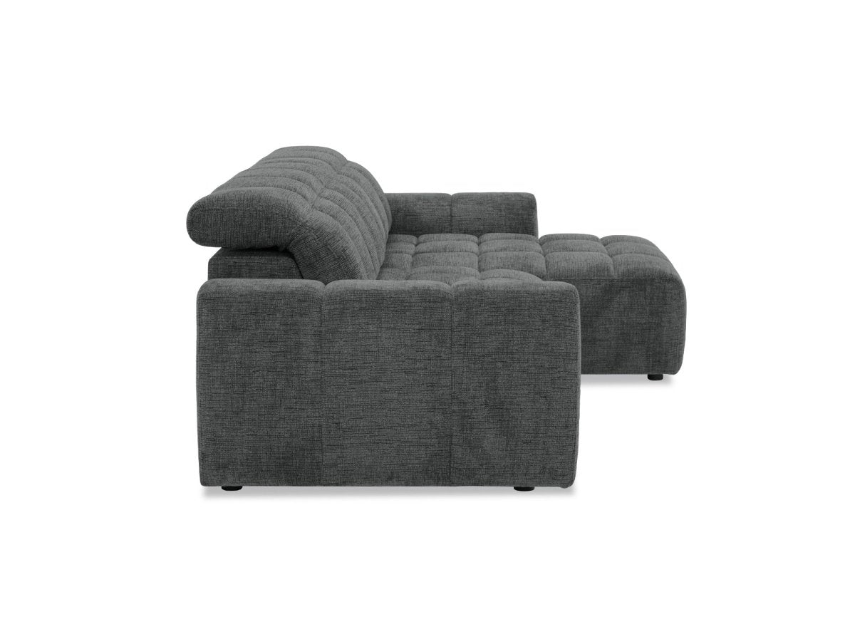 Canapé d'angle relax électrique en velours chiné gris DANIA - Angle droit - DécoInParis