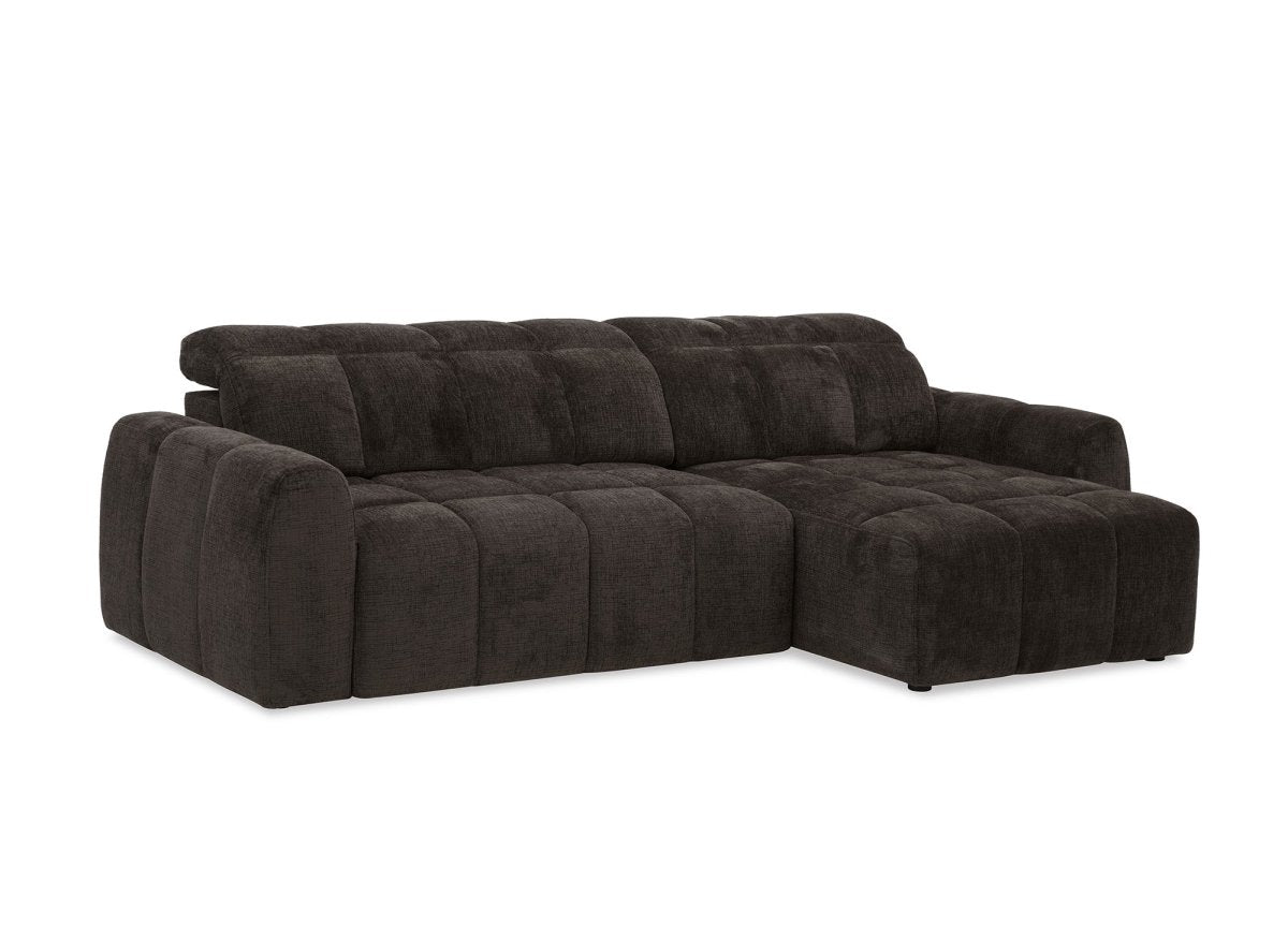 Canapé d'angle relax électrique en velours chiné marron DANIA - Angle droit - DécoInParis