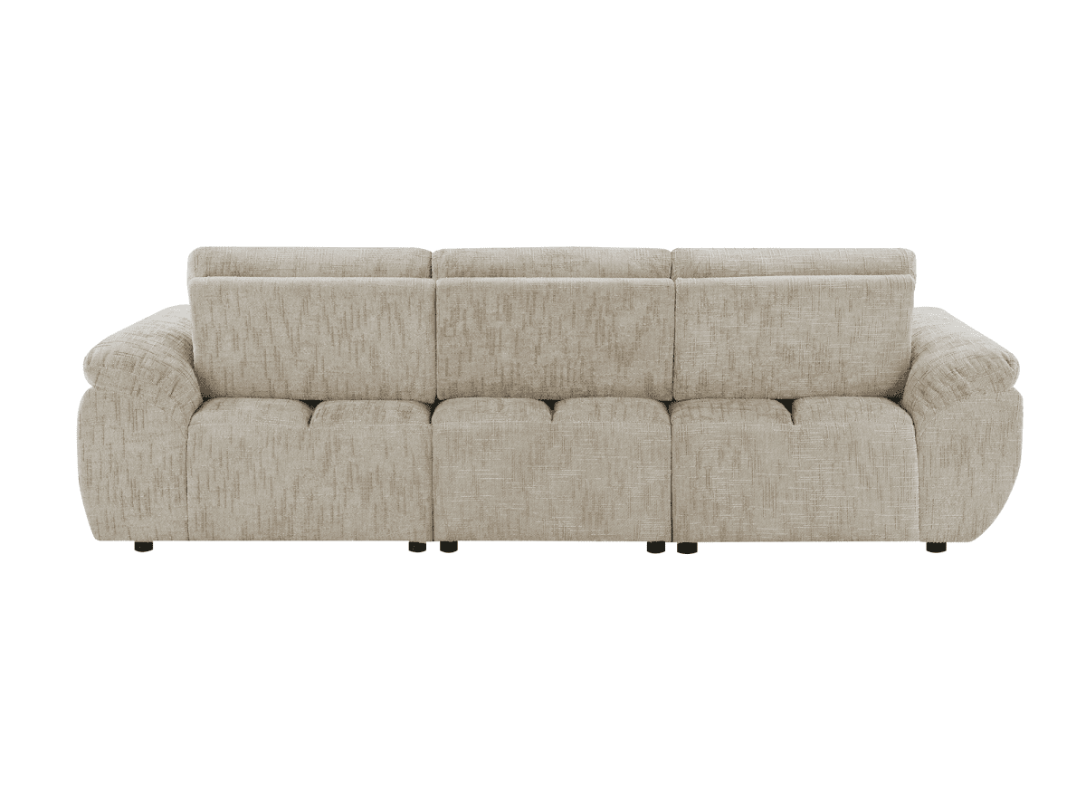 Canapé d’angle relax électrique en velours chiné taupe ALPES - Angle droit - DécoInParis