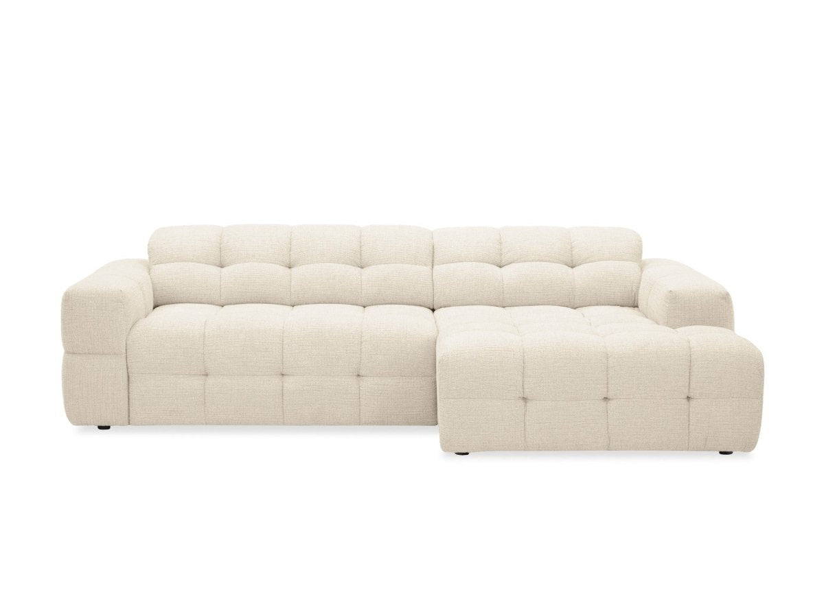Canapé d'angle relax en velours texturé beige FEDORA - Angle droit - DécoInParis
