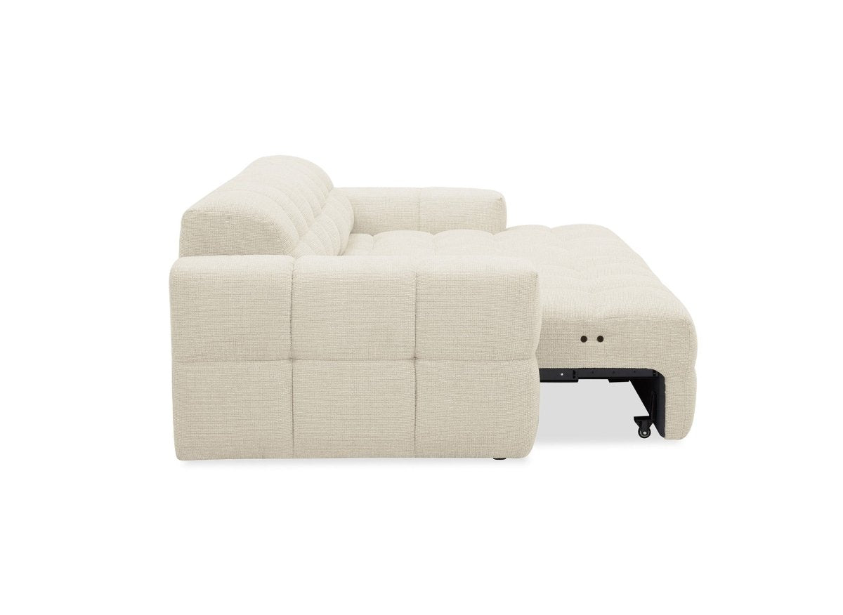 Canapé d'angle relax en velours texturé beige FEDORA - Angle droit - DécoInParis