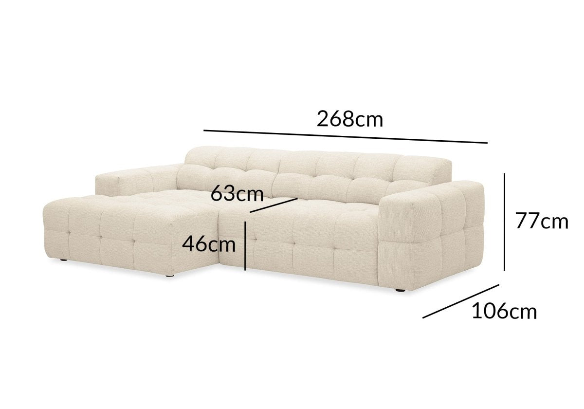 Canapé d'angle relax en velours texturé beige FEDORA - Angle gauche - DécoInParis