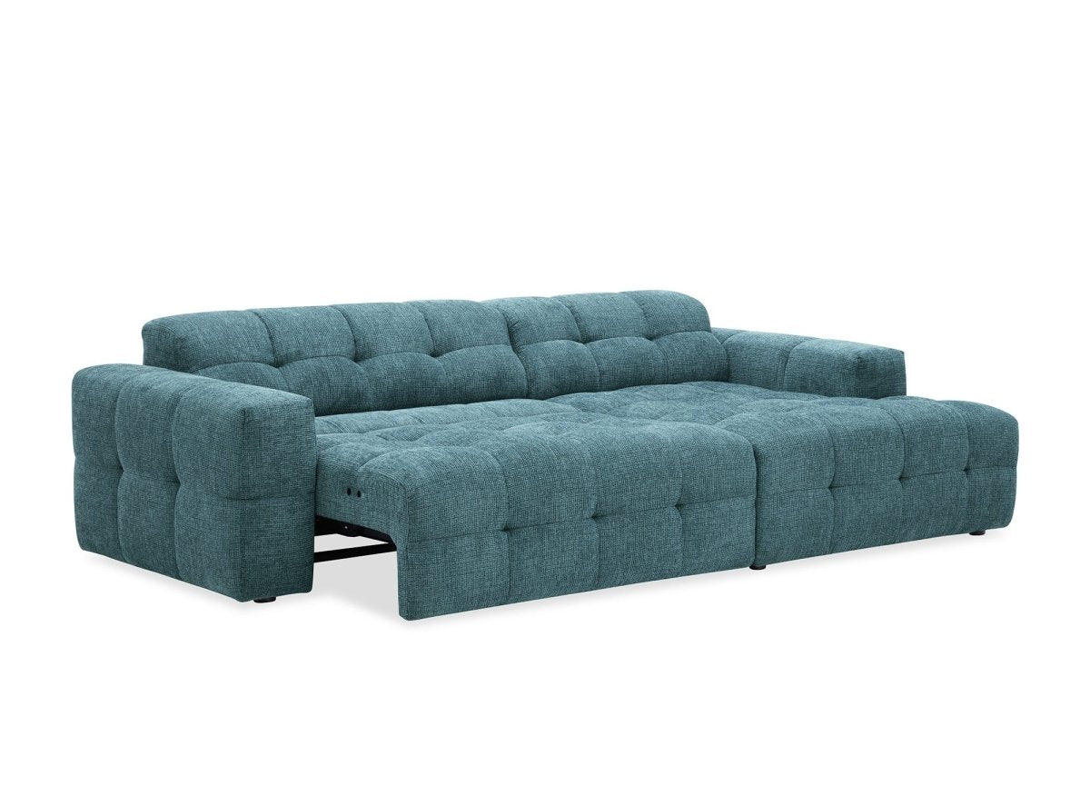 Canapé d'angle relax en velours texturé bleu FEDORA - Angle droit - DécoInParis