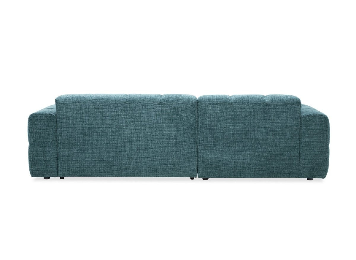Canapé d'angle relax en velours texturé bleu FEDORA - Angle gauche - DécoInParis