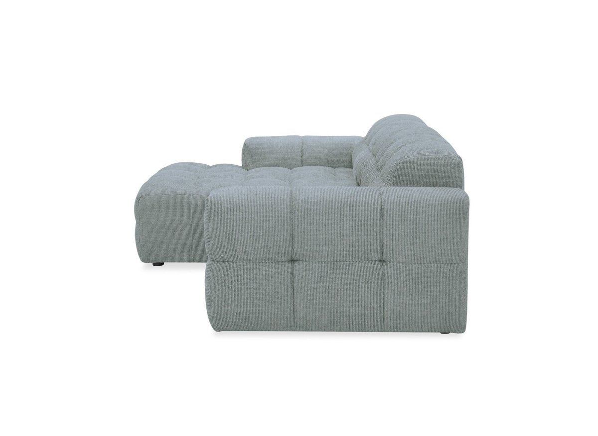Canapé d'angle relax en velours texturé gris FEDORA - Angle gauche - DécoInParis