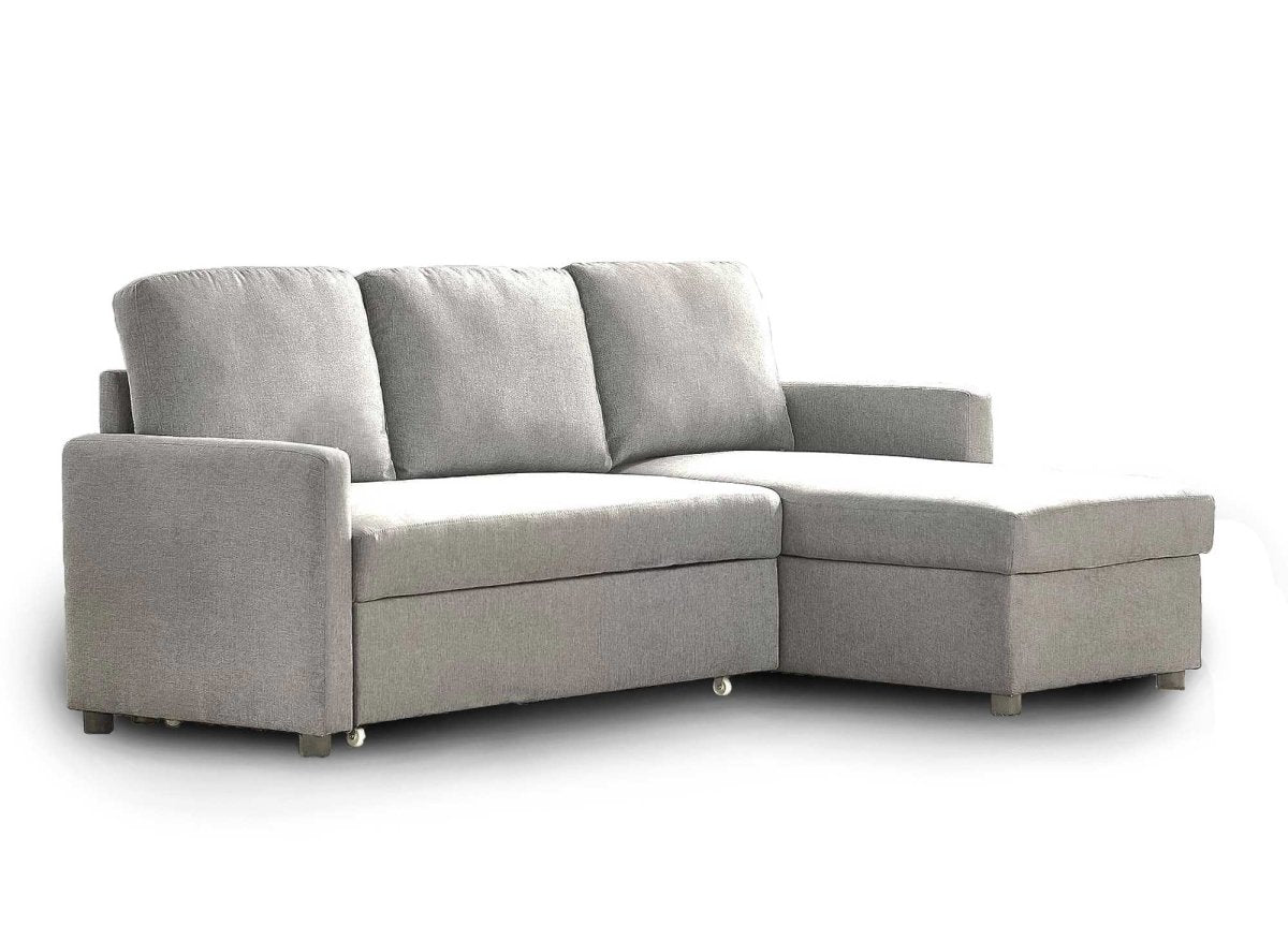 Canapé d'angle réversible convertible coffre de rangement en tissu gris ADAM - DécoInParis