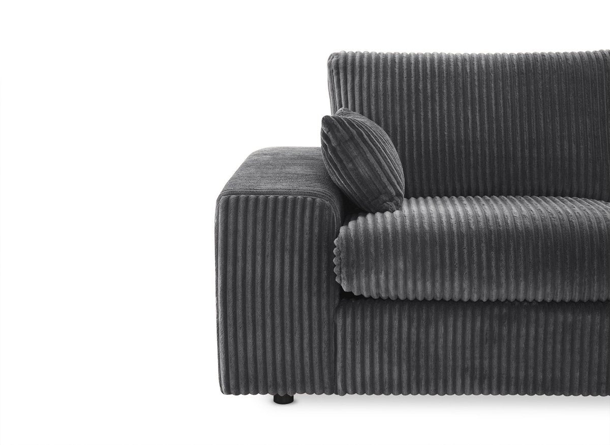 Canapé d'angle réversible en gros côtelé doux gris SIRINA - DécoInParis