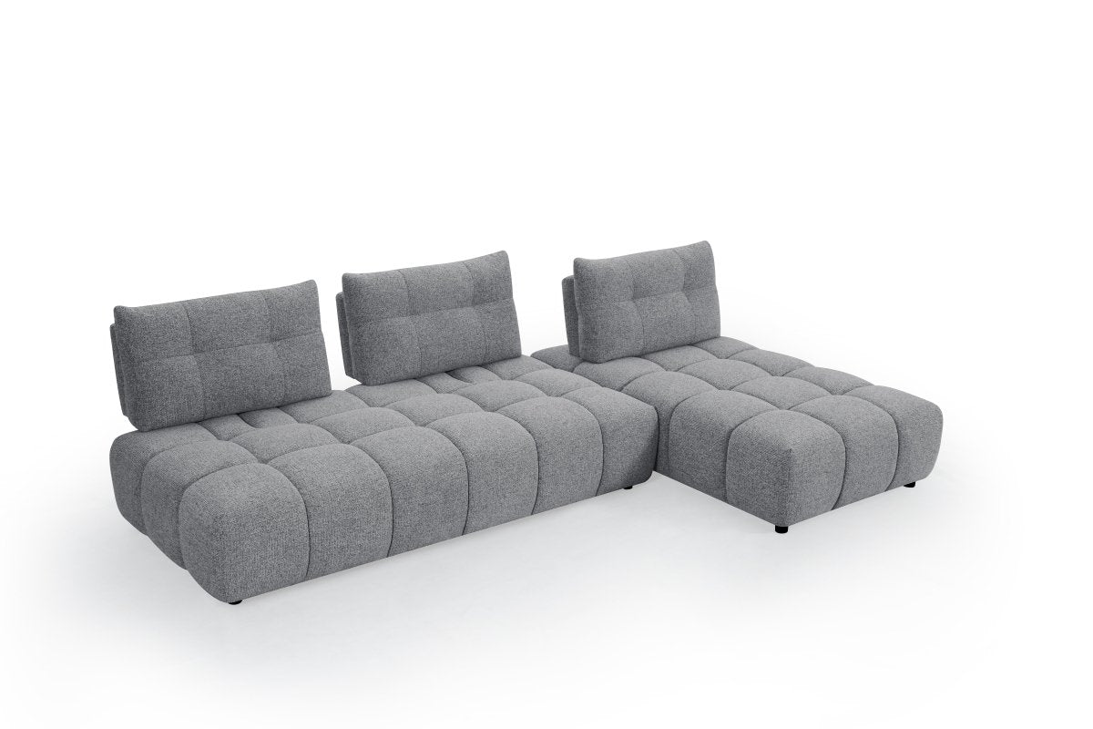 Canapé d'angle réversible en velours texturé gris ALANA - DécoInParis