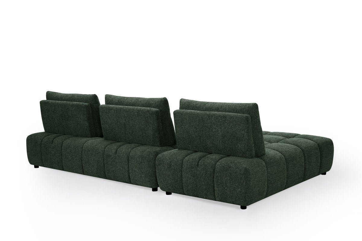 Canapé d'angle réversible en velours texturé vert kaki ALANA - DécoInParis