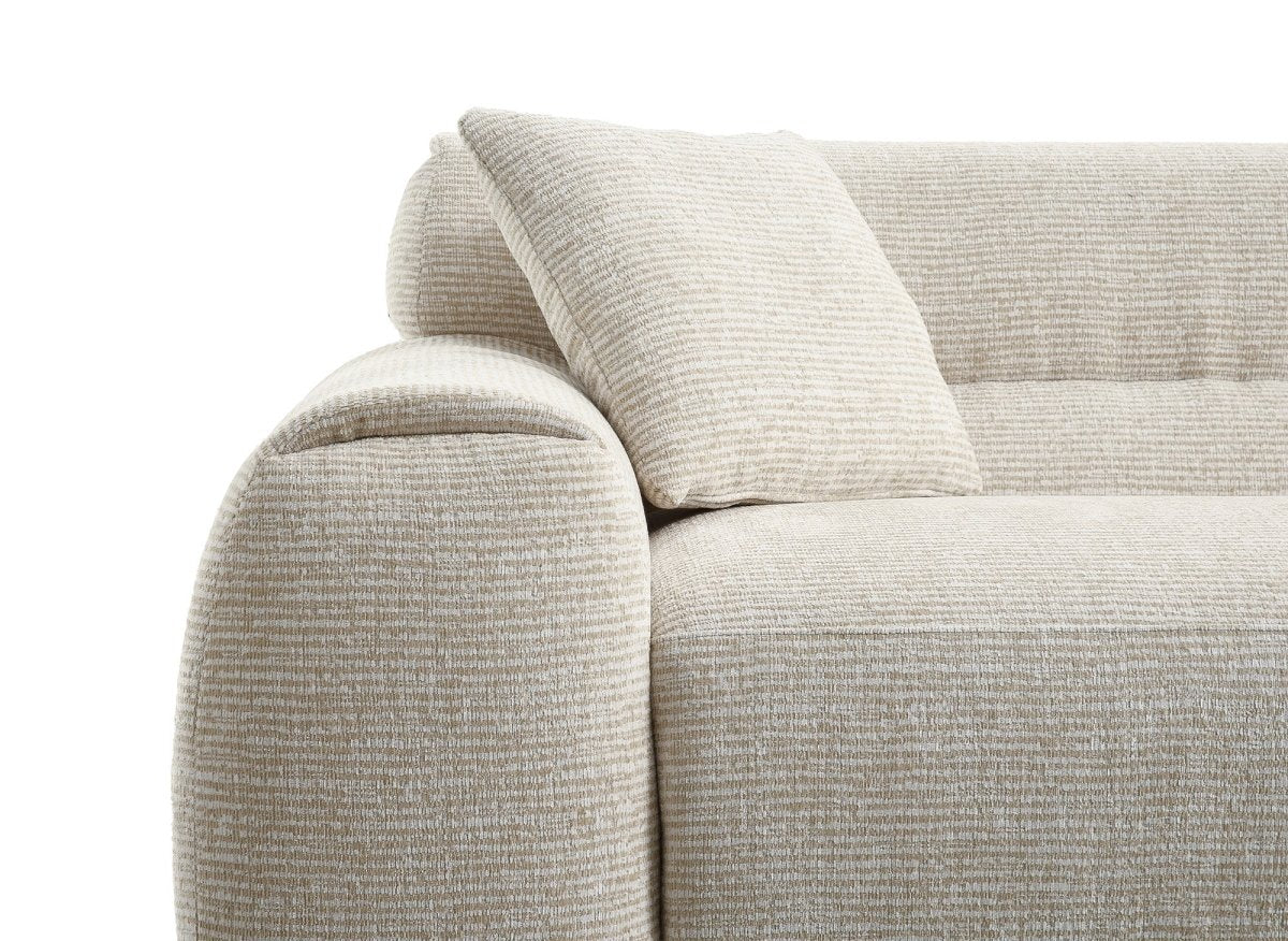Canapé droit 3 places en velours texturé beige TAYLOR - DécoInParis