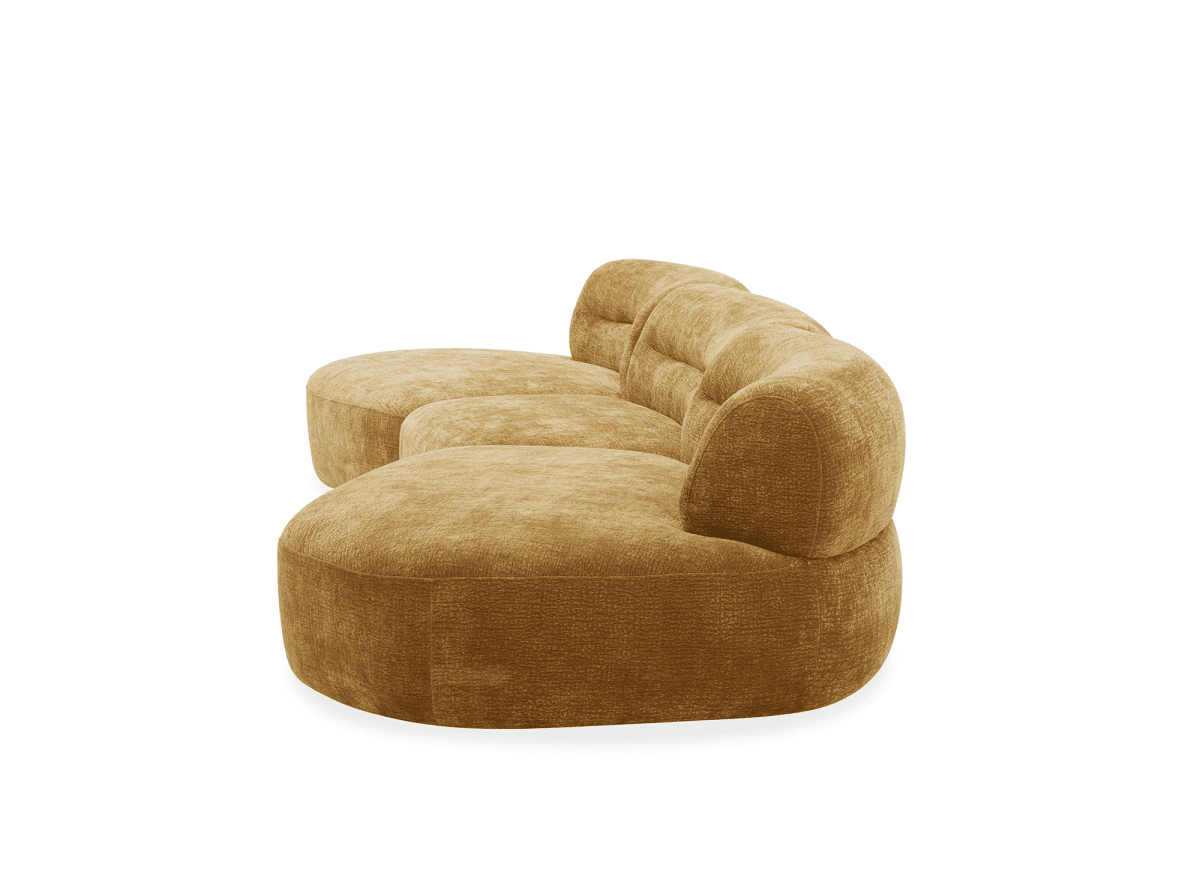 Canapé droit fixe 5 places en velours tissé moutarde IMENIA - DécoInParis